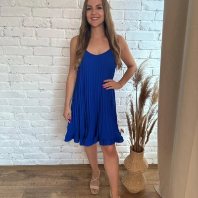 CÍRUS plisszírozott ruha királykék