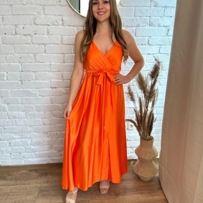 LILIBETH szatén ruha narancssárga
