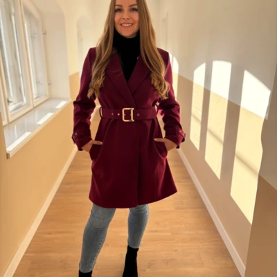 MÍNA szövetkabát burgundi