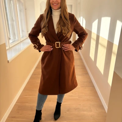 THESSA szövetkabát barna