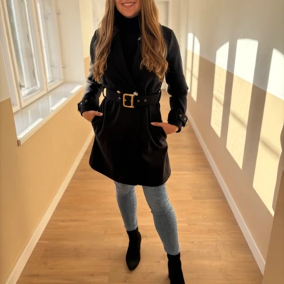 MÍNA szövetkabát fekete