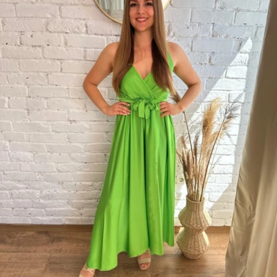 LILIBETH szatén ruha zöld